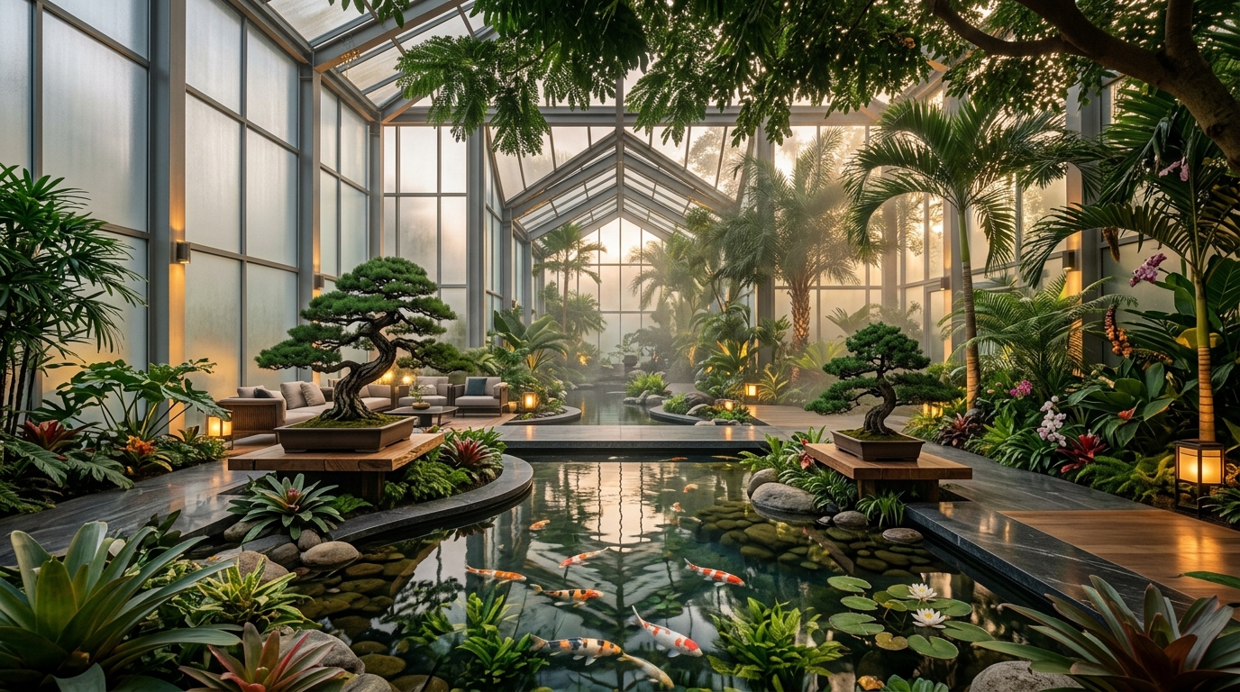 Biophilic Glasshouse Conservatory